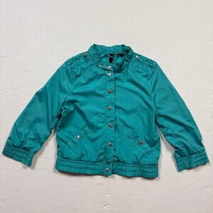 Divided By H&M Teal Bomber Moto Jacket, Size 6